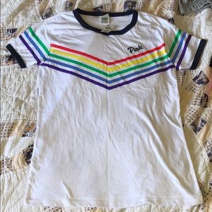 BRAND NEW PINK VICTORIA SECRET RAINBOW TEE